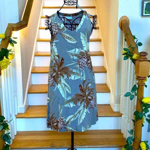 ✨ Soft Surroundings Grey Tropical Sleeveless Sun Dress✨ - Picture 1 of 11